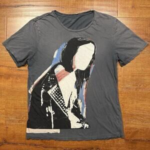 All Saints T Shirt Mens L Gray Short Sleeve Rock Alt Punk Biker Band Crew City